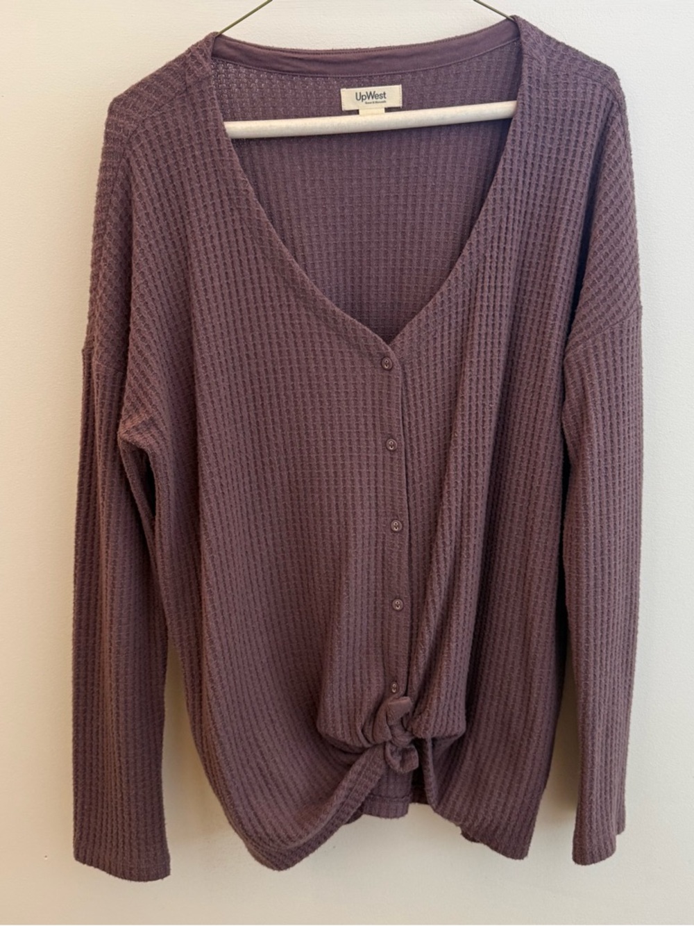 UpWest Women's Mauve Waffle-Knit Button Front Shirt